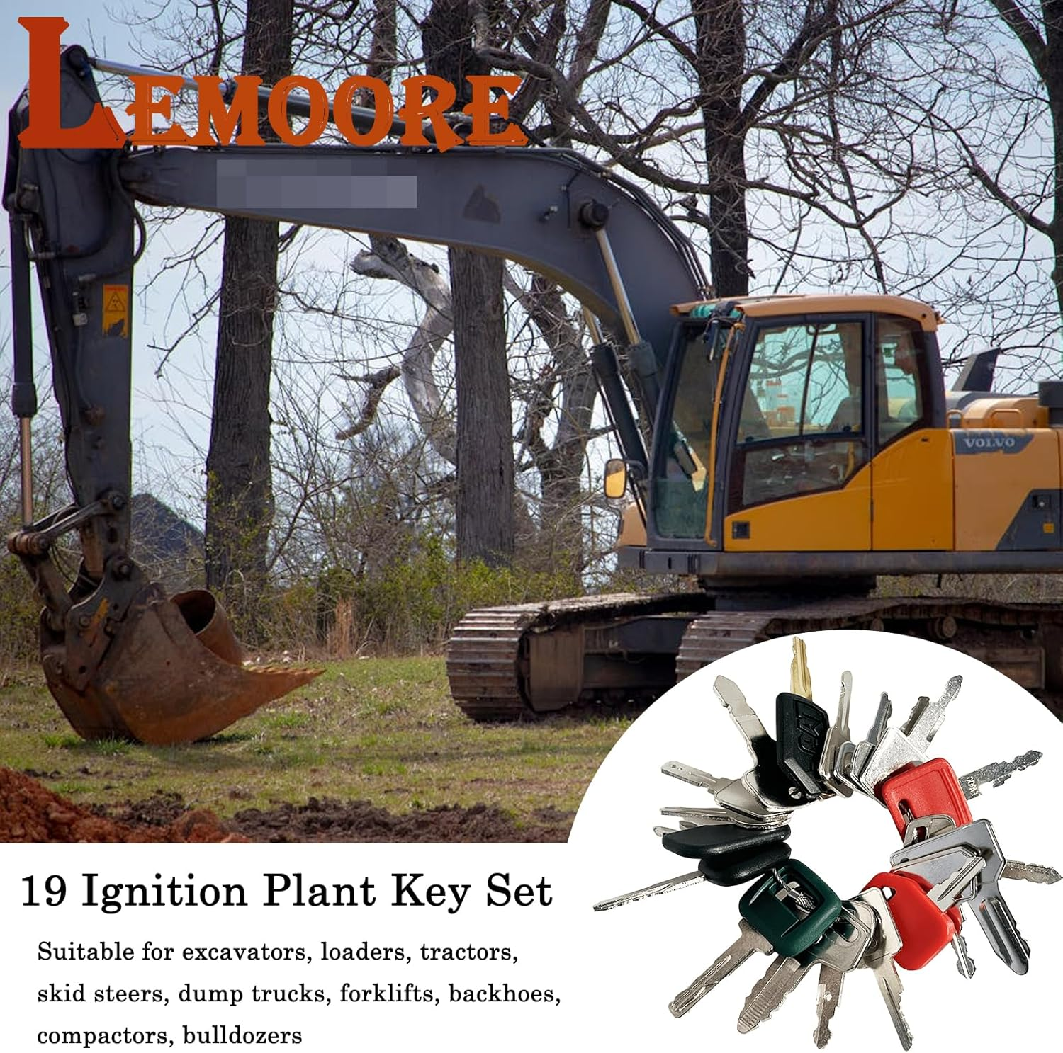 19PCS Ignition Starter Plant Digger Key Set, Universal Plant Dumper Machine Replacement Ignition Switches Keys for Machinery Plants, Agricultural, Excavator,Trucks, Graders, Dozers, Backhoes. image number 4