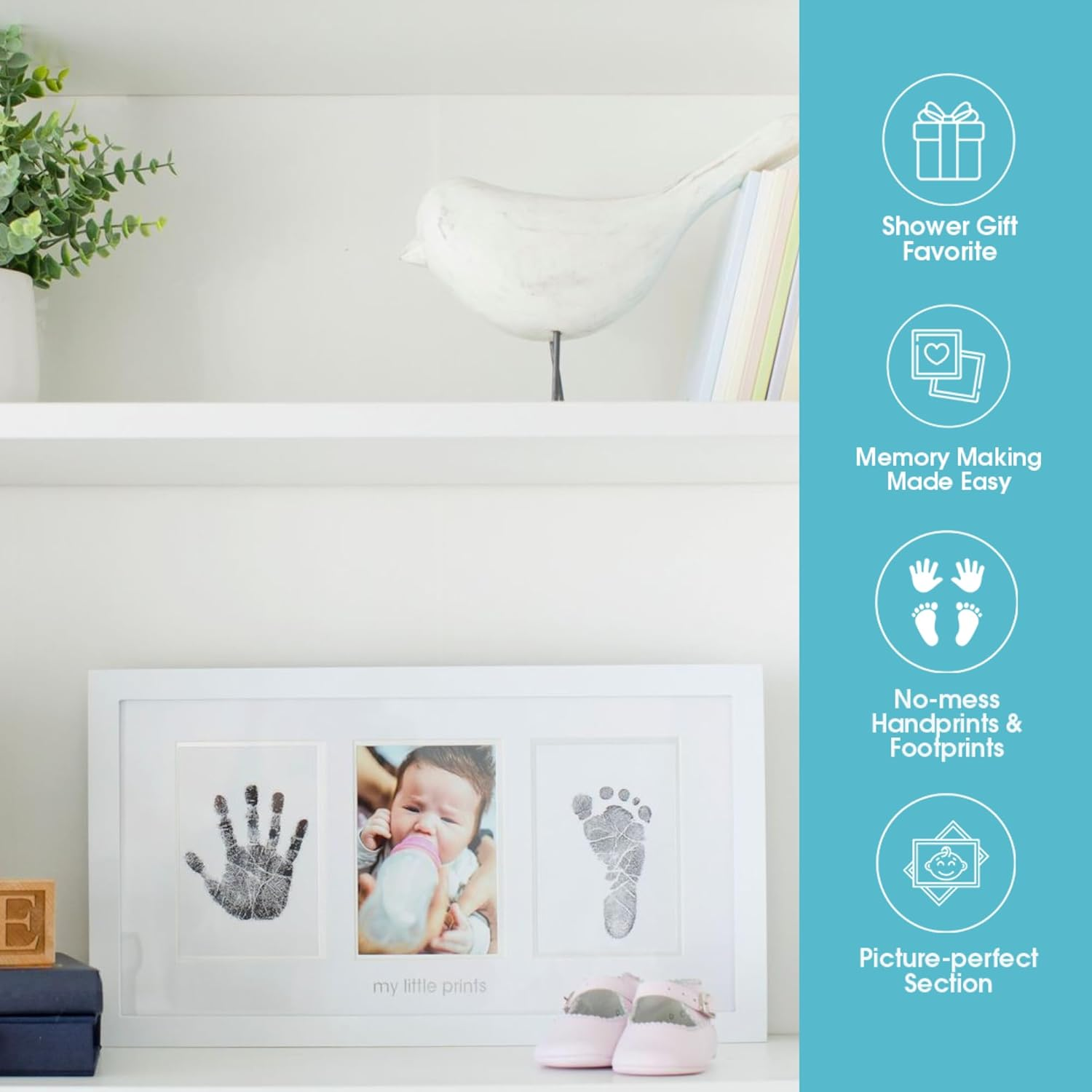 Pearhead Babyprints Photo Frame, White, 0.56 X 17 X 9.50 Inch Size