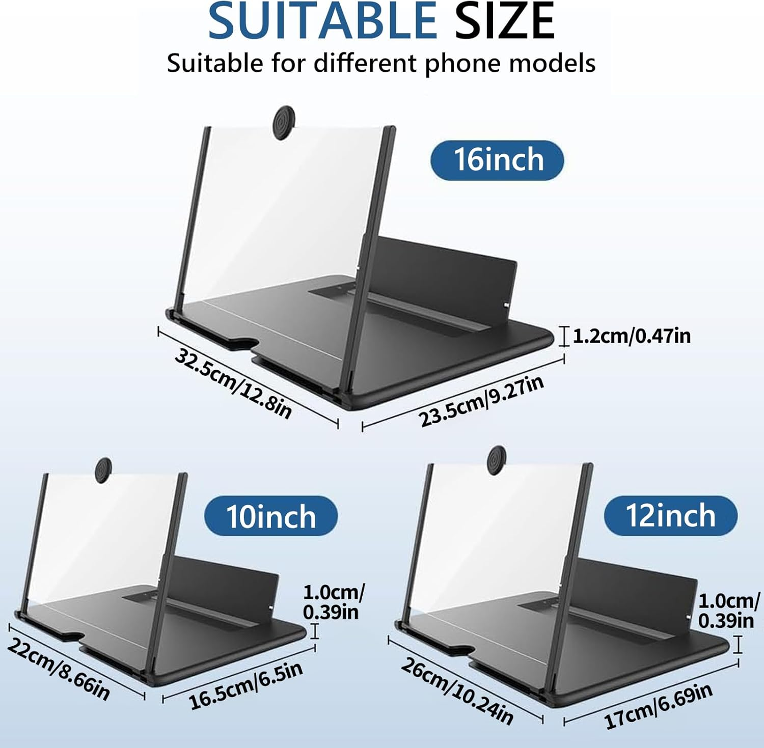 T Tersely 2026 Upgraded Big Screen Phone Magnifier, Ultra HD Screen Amplifier with Foldable Stand, Portable Mobile Phone Projector for Movies, Gaming, Compatible with All Smartphones (12 Inch)