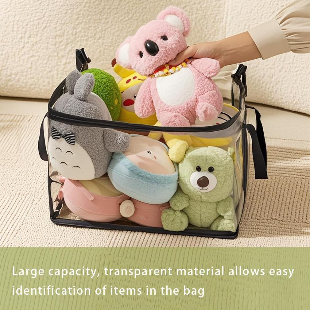 4-Pack Transparent Toy Storage Bags, Foldable Hand-Held Storage Bags, Dust-Proof and Large Capacity, for Building Blocks, Board Games, Puzzles, Children'S Books, Clothes Storage (Black) image number 2