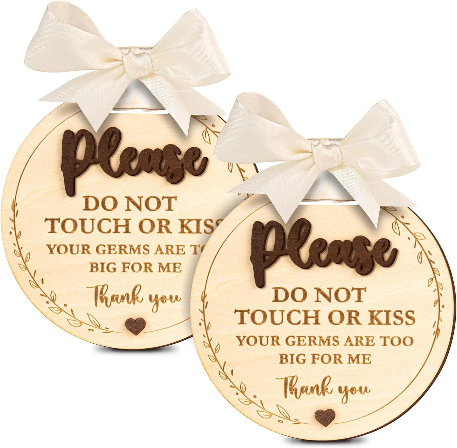 Please Do Not Touch or Kiss Baby Sign - 2 Pack Dont Touch Baby Sign for Car Seat or Stroller Tag, No Touching Baby Signage for Baby Newborn image number 2