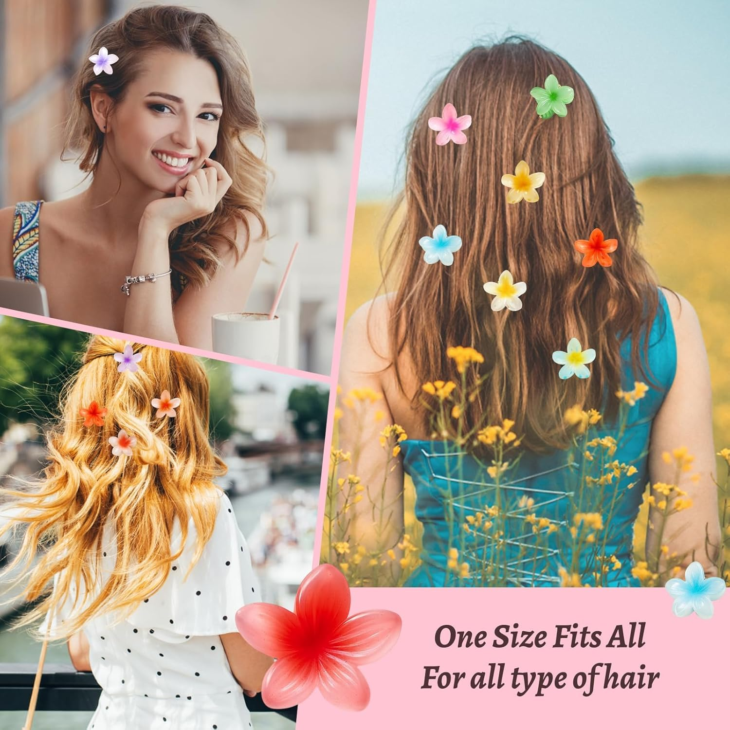 Flower Hair Clips, Flower Clips, Hair Clips, 15 Pieces in 12 Colours, for Thick Hair, Party and Everyday Styling, 4 X 2.5 Cm