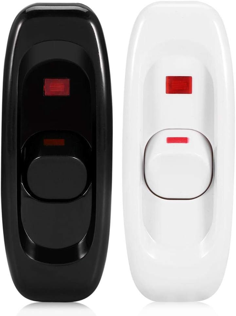 Cable Switch, AC 250V 10A Inline ON/OFF Table Desk Lamp Cord Cable Switch with LED Indicator Light Hanging Wall Lights ON/OFF Switch(Black) image number 3