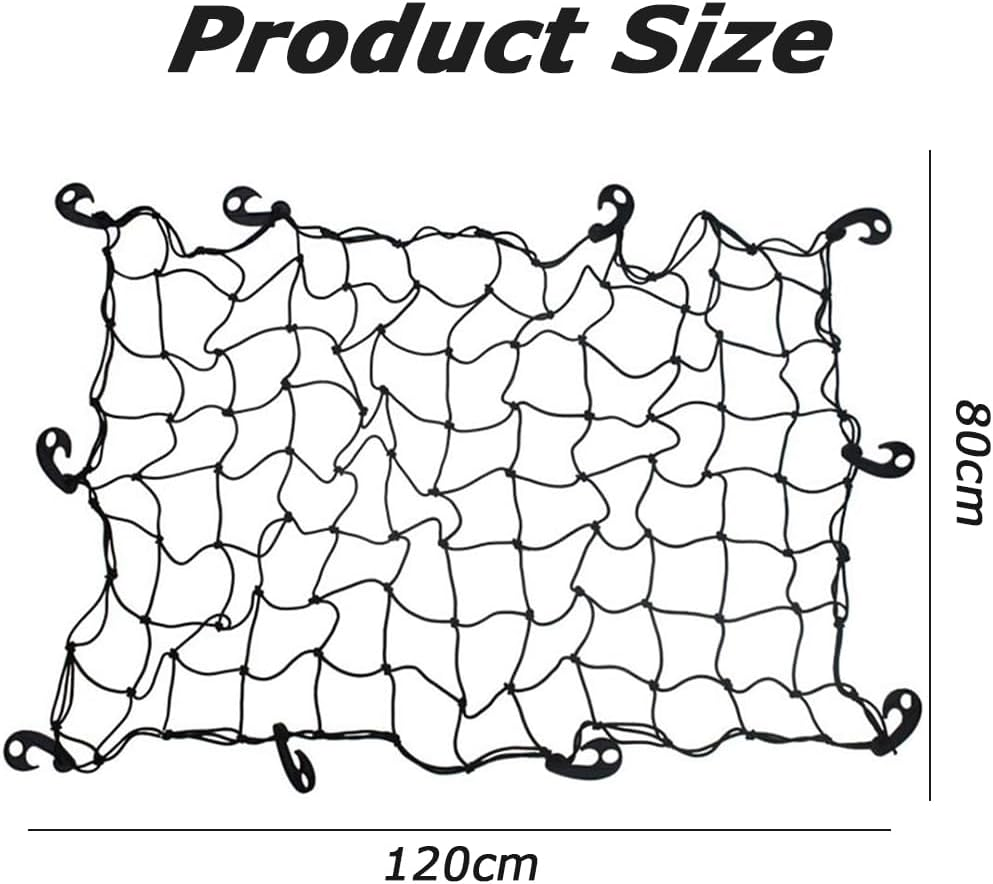 Heavy-Duty Cargo Net, 120X80 Cm Universal Car Net for Pickup Trucks & Suvs, 10Reinforced ABS Hooks, Large Adjustable Elastic Heavy Duty Luggage Net, Secures Roof Rack & Truck Bed Loads image number 5