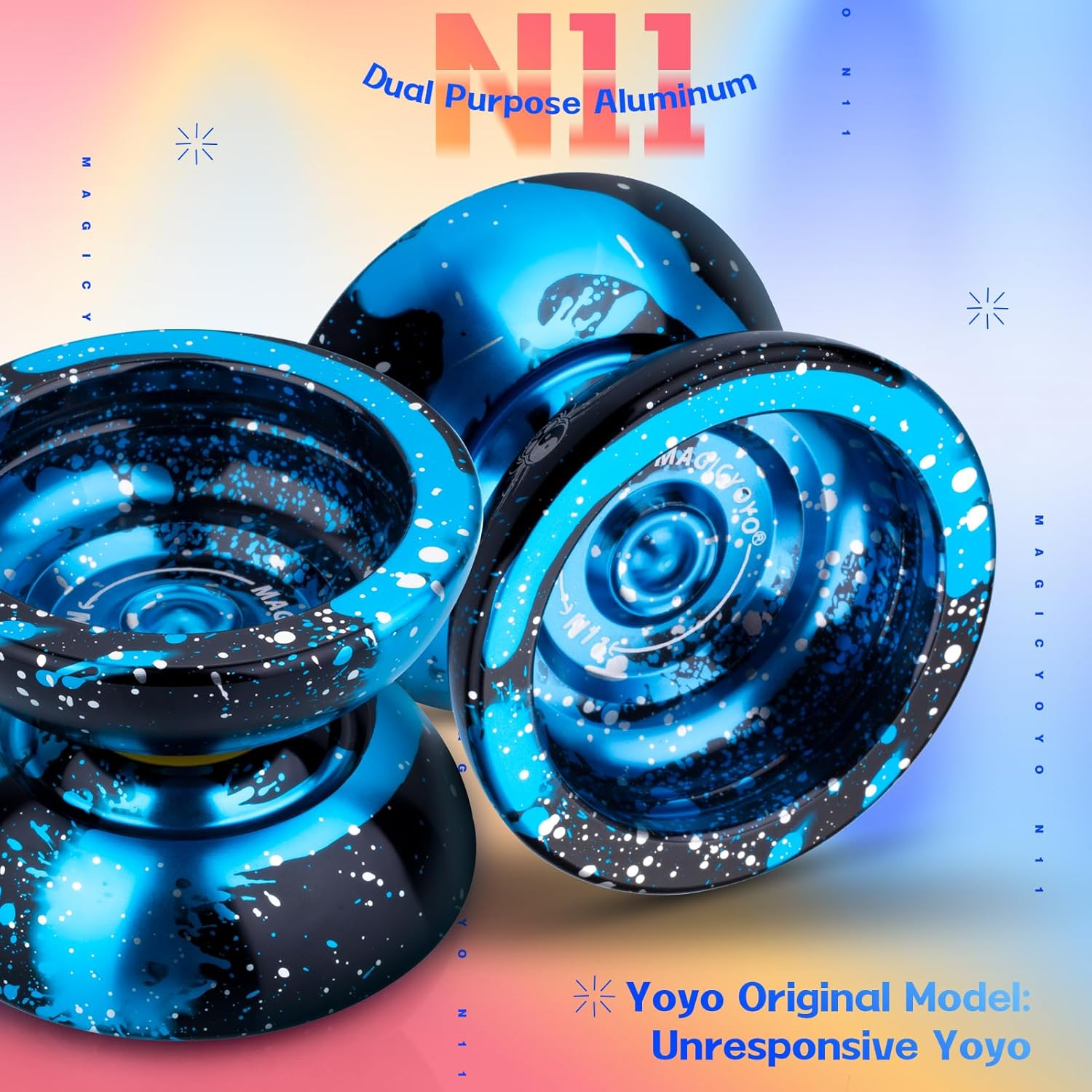 MAGICYOYO Unresponsive Yoyo N11 Professional Alloy Aluminum Yoyo, Pro Metal Yoyo with KK Bearing for Advanced Yoyo Players + Bag + Glove + 5 Yoyo Strings