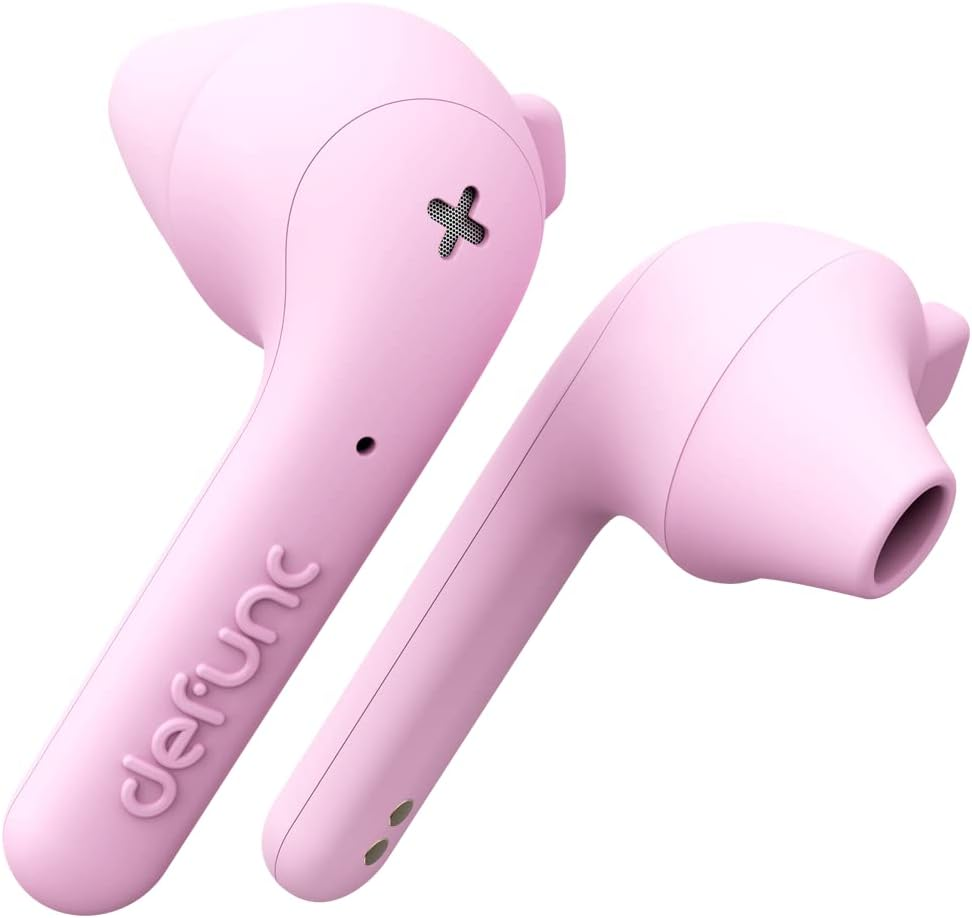 Defunc True Wireless Earbuds True Basic IPX4 Waterproof In-Ear Headphones 5.0 Bluetooth Stereo Headphones Built-In Microphone, Automatic One-Step Pairing, Long Playtime & Charging Case (Pink) image number 2
