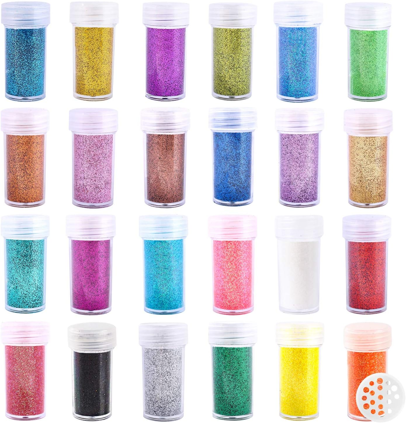Extra Fine Glitter, Set of 24 Colors Nail Arts Face Hair Eye Lip Gloss Makeup Glitter, Slime,Tumbler and Epoxy Resin Crafts Loose Powder Shaker image number 1