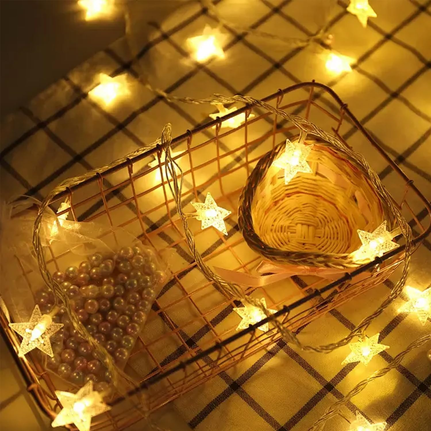 Fairy Lights,10M 80Leds Star String Lights Battery Operated - H HOME-MART Star Fairy String Lights, Waterproof for Indoor Bedroom Tent Loft Bed Patio Party Christmas Lights, Warm White image number 5