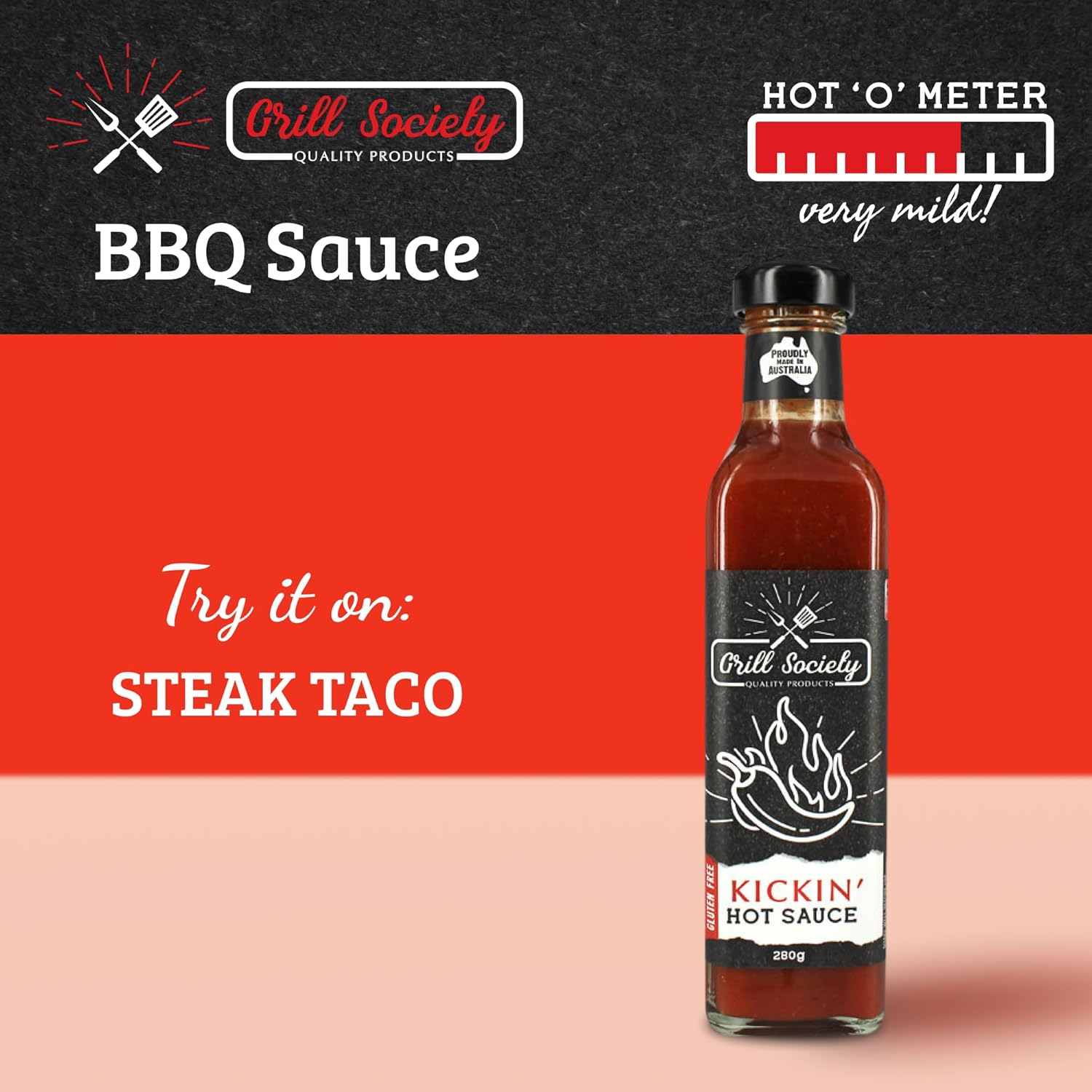 Grill Society Kickin Hot Sauce, 280G &ndash; Spicy BBQ Sauce for Chicken, Wings, Burgers & More, Bold Flavour, Gluten-Free, No Artificial Colours or Flavours image number 3