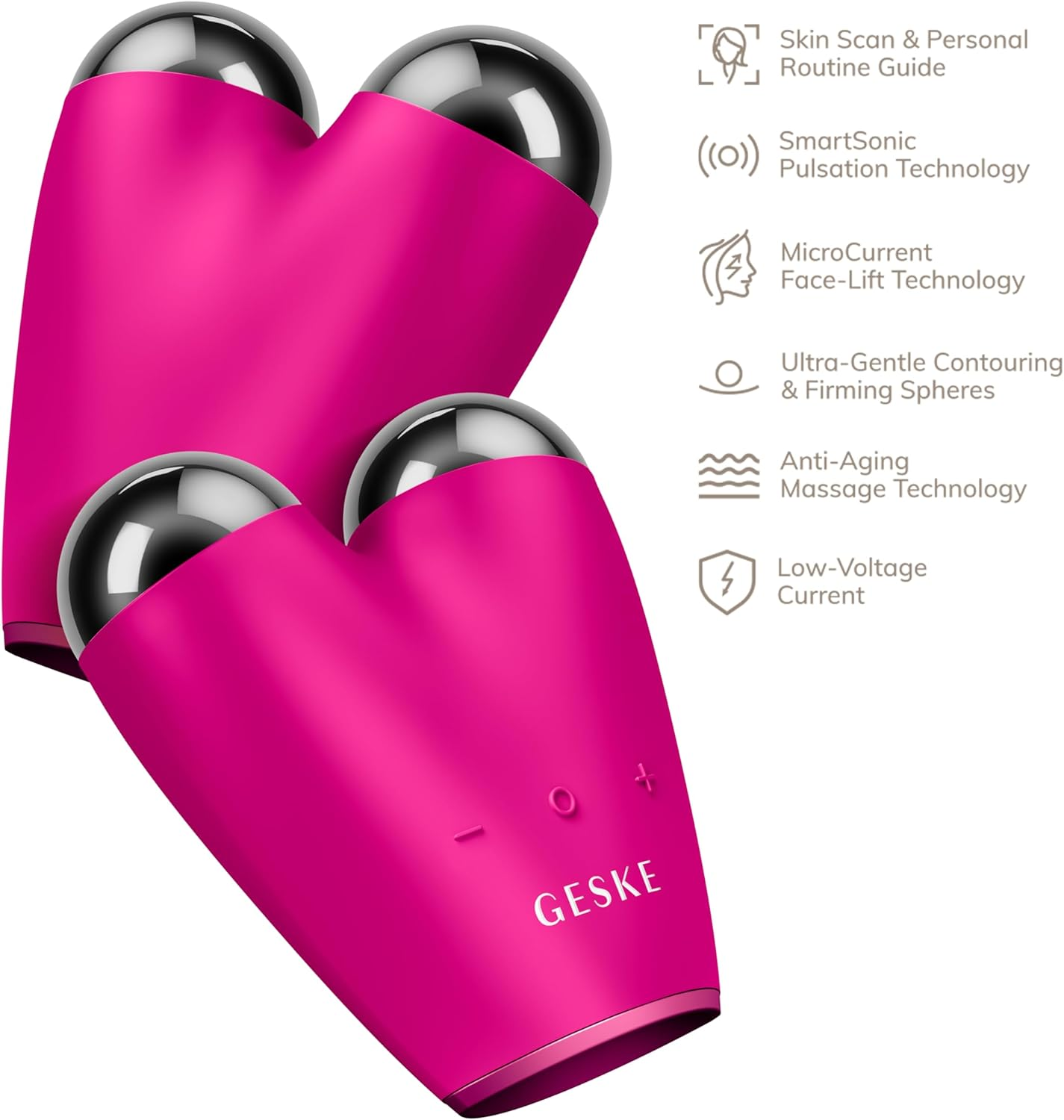 GESKE Smartappguided&trade; Microcurrent Face-Lifter 6 in 1 Facial Lifting Face & Jawline Trainer Face Tightening anti Ageing Device Microcurrent against Wrinkles Double Chin Remover