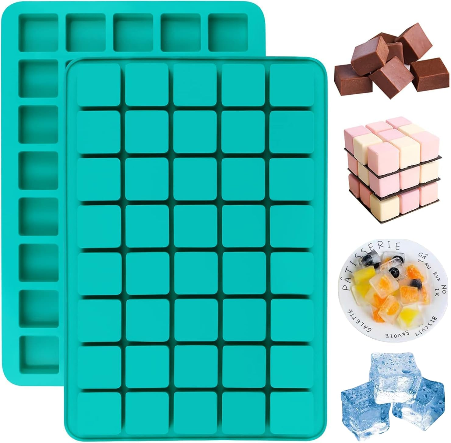 2 PCS 55 Cavity Mini Coffee Beans, Chocolate Sugar Candy Molds, Coffee Bean Shaped Candy Molds, Food Grade Mini Silicone Mold for Cake Decoration Bakeware Mould image number 3