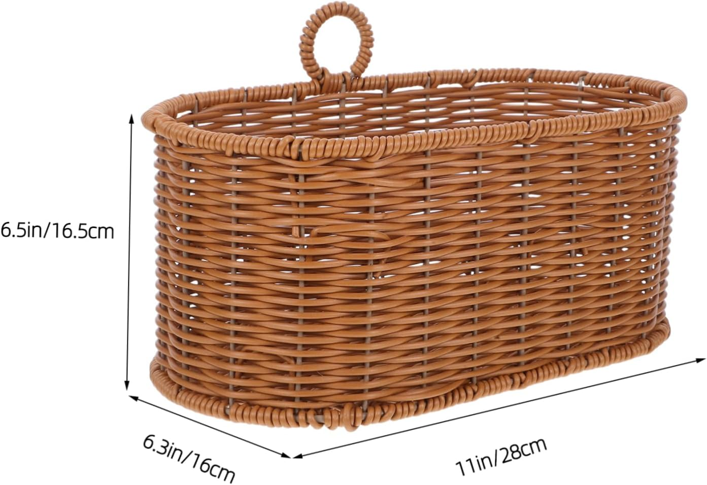 Alipis Faux Woven Wall Hanging Basket for Kitchen Storage Holds Garlic Onion Small Kitchenware for Pantry Bathroom Decor - Yellow image number 2