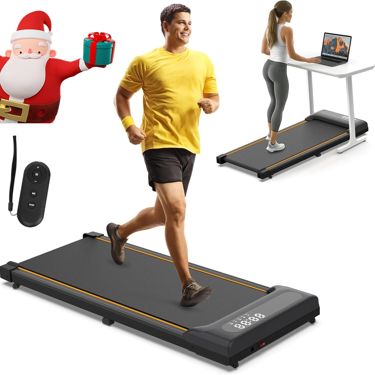 Advwin 3 in 1 Walking Pad Treadmill, under Desk Treadmill for Jogging & Walking, Compact Portable Walking Running Machine with Shock Absorption & Non-Slip for Home&Office | LED Display |Quiet Motor image number 6