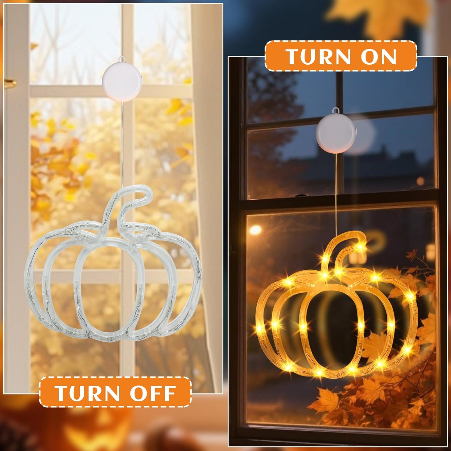 Autumn Decoration Window Lights, Autumn Decoration Pumpkin Maple Leaf with LED Light, Halloween Decoration Pumpkin Window Decoration with Suction Cup, Autumn Decoration Indoor Fairy Lights for Autumn image number 4