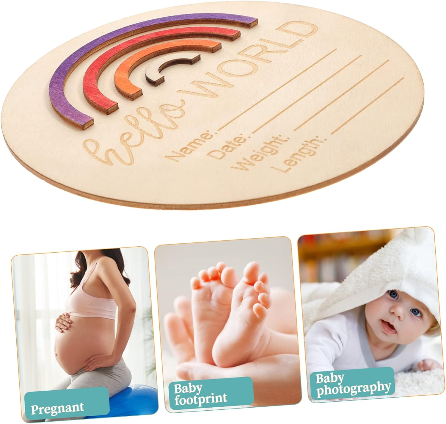 Kisangel Milestone Sign Wooden Monthly Card Newborn Announcement Sign for Photo Props Durable Milestone Circles for Months Thoughtful Present for Parents image number 2