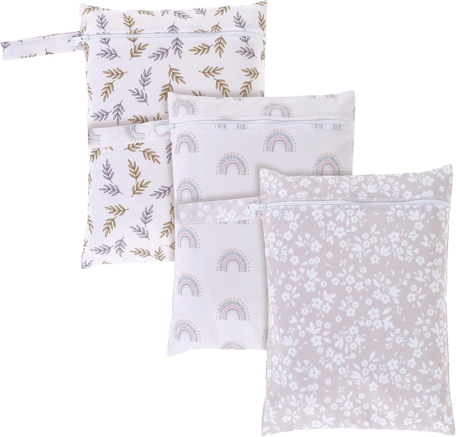 3Pcs Waterproof Wet Bag, Wet Bag Storage Bag Washable Travel Bags with Zipper Closure, Reusable Baby Diaper Bag Organizing Pouches Wet Bag for Swimsuit, Towels, Wet Clothes, Beach, 14" X 11", Style 1, image number 3