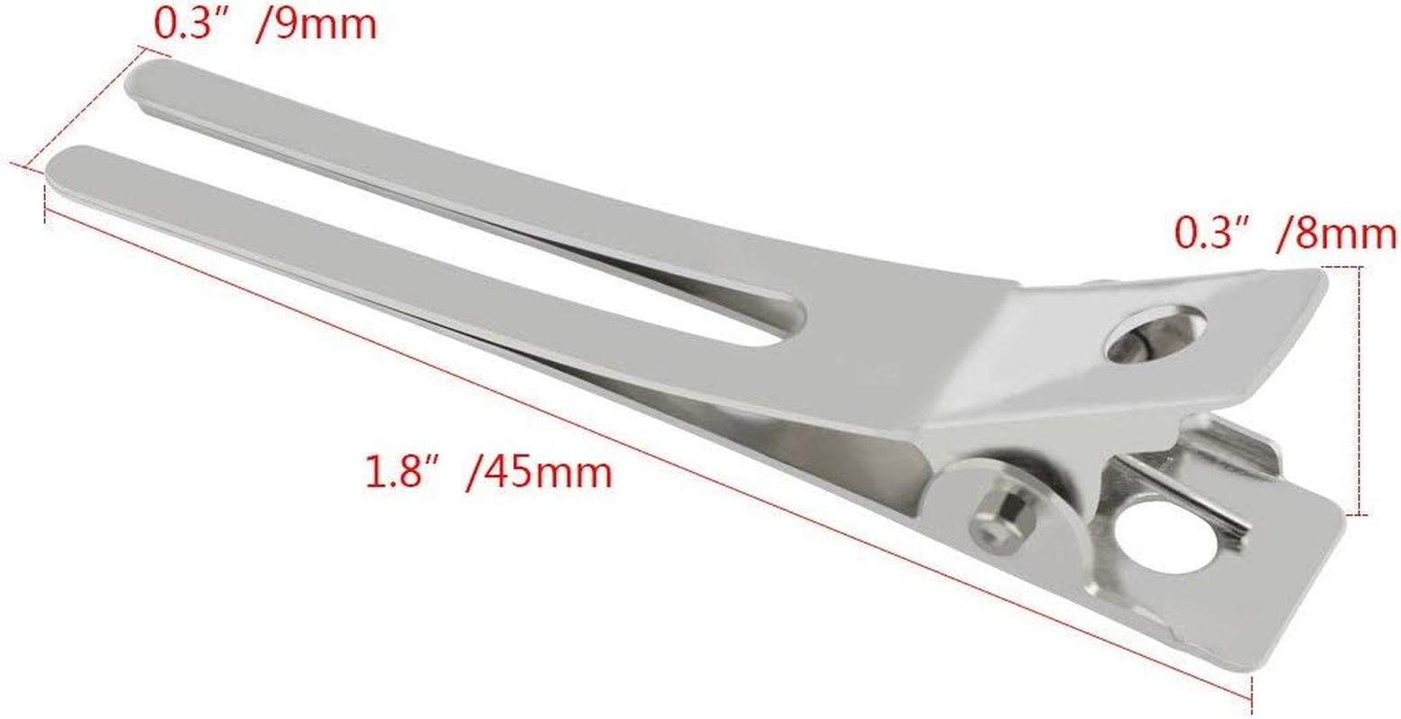 50Pcs Hairdressing Double Prong Curl Clips, 1.8Inch Curl Setting Section Hair Clips Metal Alligator Clips Hairpins for Hair Bow Great Pin Curl Clip Styling Clips for Hair Salon Barber (Silver) image number 3