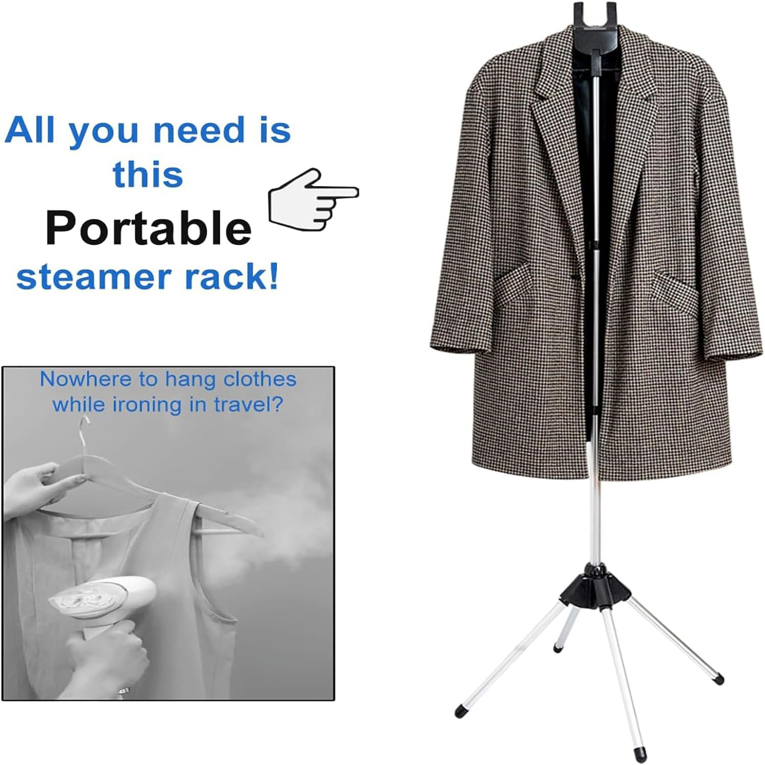 Handheld Garment Steamer Clothes Rack,Foldable Garment Clothes Drying Rack,Handheld Hanging Ironing Machine Hanger Steam Ironing Machine Accessories Bracket,Handheld Garment Steamer Hanger image number 4