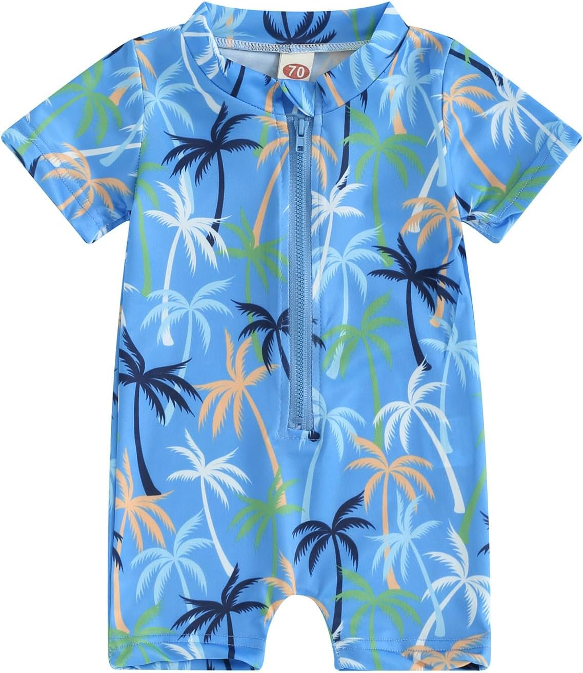 Baby Boy Swimsuits Short Sleeve One Piece Beach Swimwear Zipper Rash Guard Toddler Infant Bathing Suits