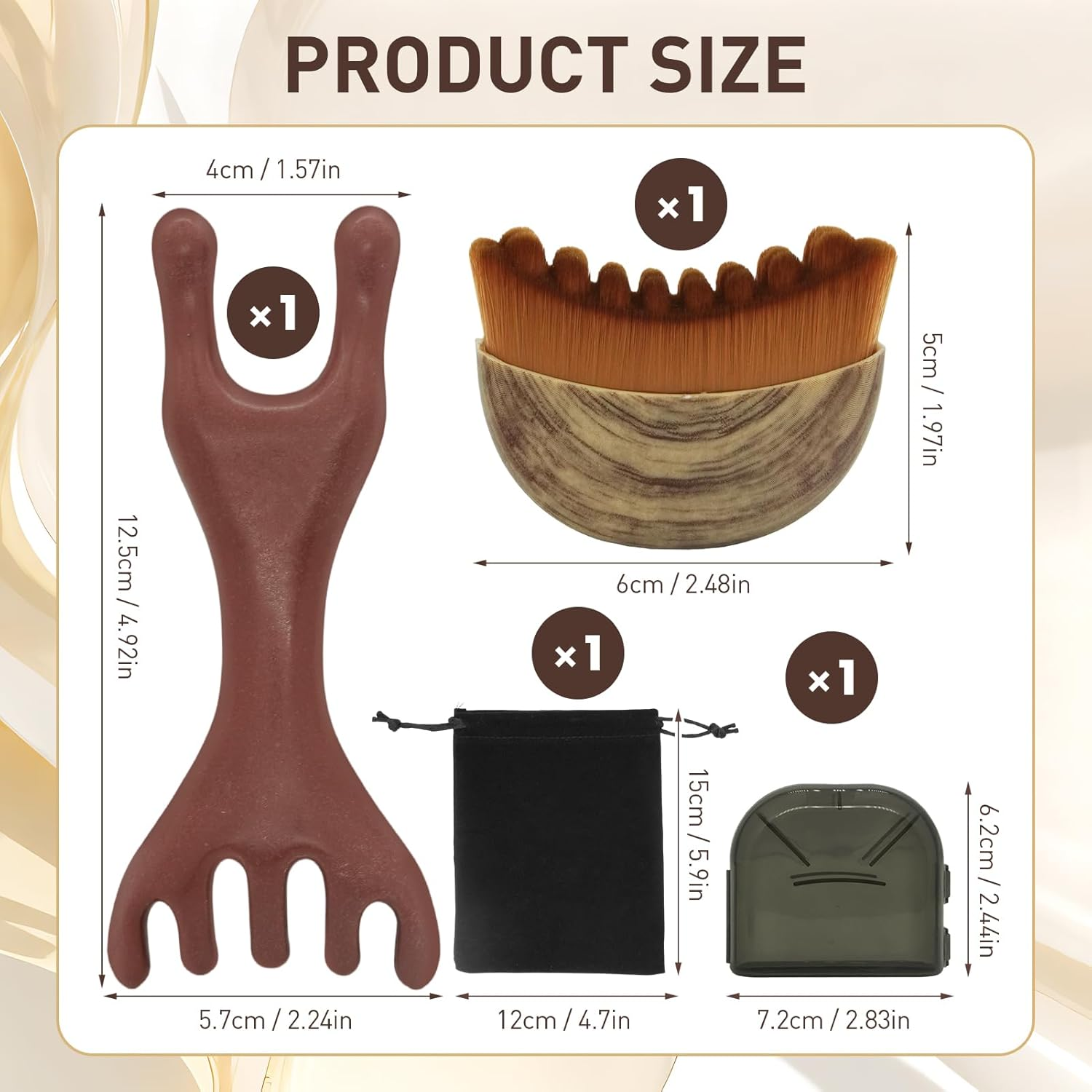 Lymphatic Face Brush, Lymphatic Contour Face Brush with 1 Massage Comb, Lymphatic Drainage Massager Chin and Jaw Shaping Facial Cleansing, Dry Face Brush (With Storage Bag) - Set-A image number 3