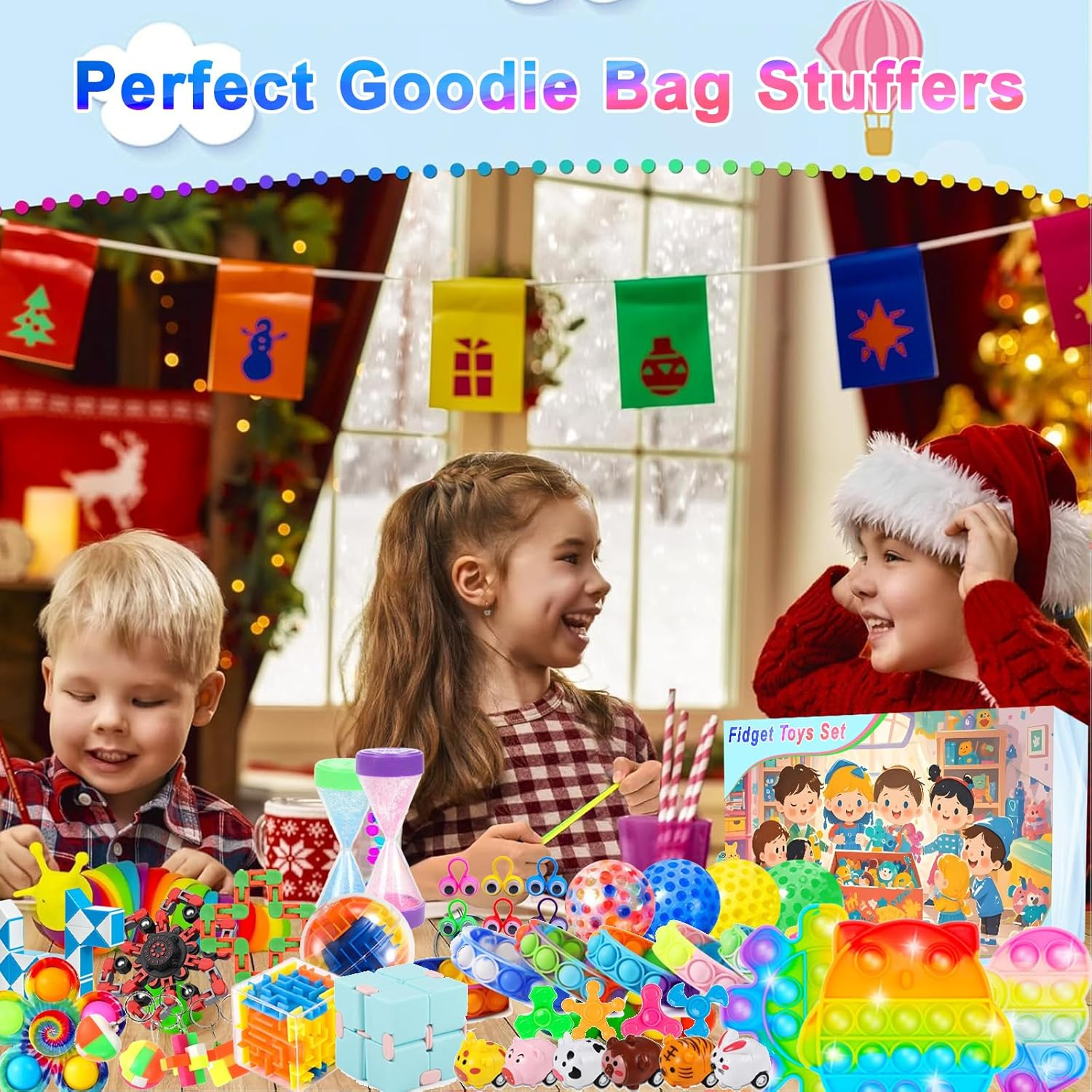 Fidget Toys Set, 110 Pcs Party Favors Stress Relief Sensory Toy Set for Kids & Adults, Goodie Bags Fillers for Kids Birthday Party, Easter Basket Stuffers, Classroom Prizes, Treasure Box Toys