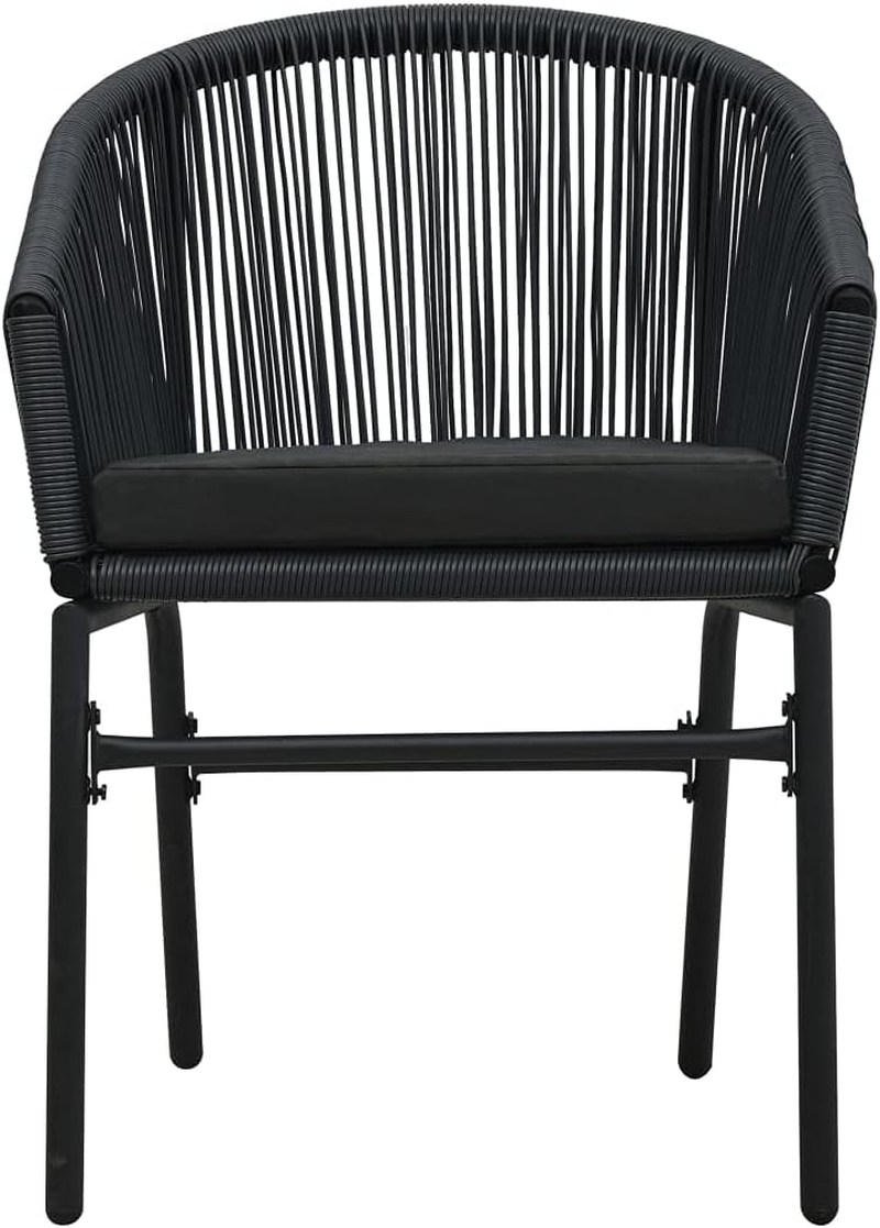 Vidaxl 3-Piece Bistro Set in Black PE Rattan, Weather Resistant Outdoor Lounge Set with Cushions, Glass Tabletop, Ideal for Patio, Garden and Terrace image number 1