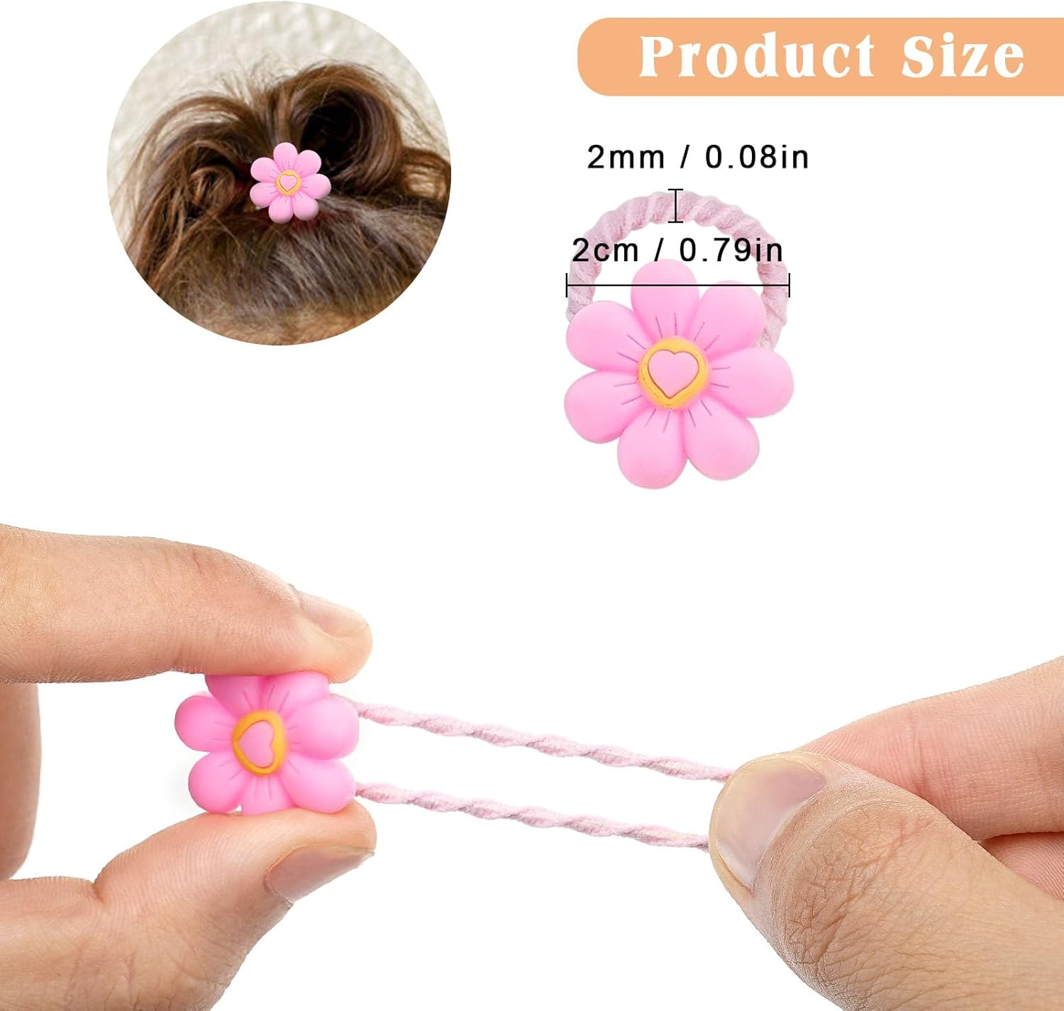 100Pcs Cute Baby Hair Ties, 80Pcs Elastic Hair Ties and 20Pcs Colorful Cute Hair Clips, Cartoon Animal Fruit Hair Accessories for Baby Girls Teens Toddlers, Infants, Teenagers and Children (Pink) image number 4