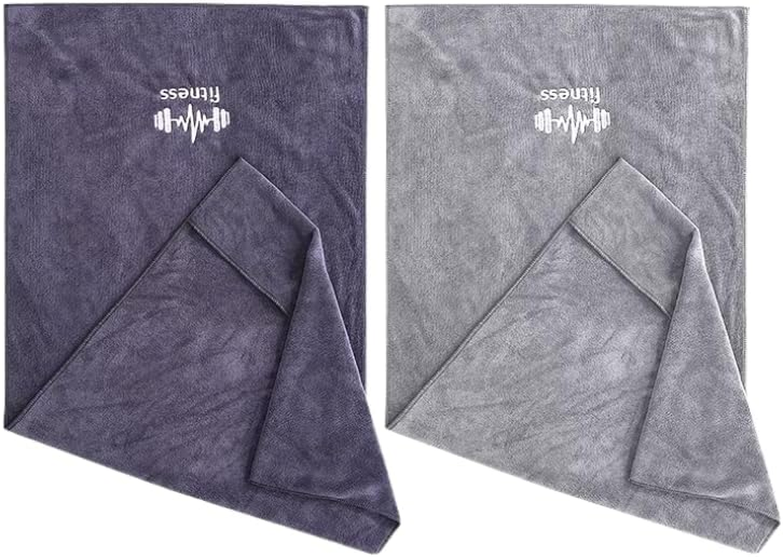 Set of 2 Sports Towels 95 X 40 Cm Microfiber Fast Drying Fitness Sweat Towels Gym Towel with Fixation Fitness Towel for the Gym with Cover Non-Slip Function Quick Dry Towel (Light Blue + Light Gray)