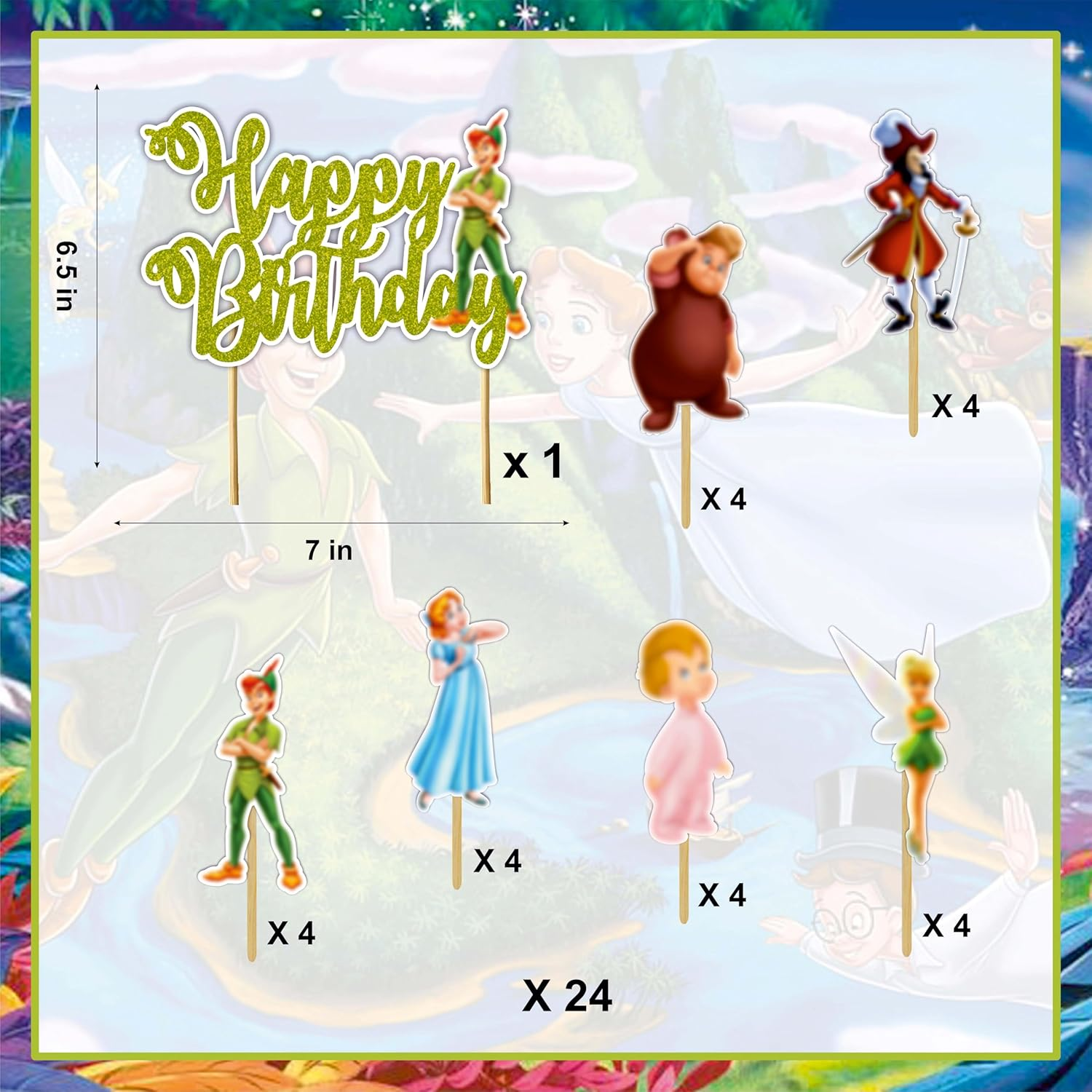 Petr Pan Theme Birthday Party Supplies &ndash; Neverland Adventure Decorations for Kids &ndash; Fun Pirate & Fairy Tale Party Set for Boys and Girls image number 1