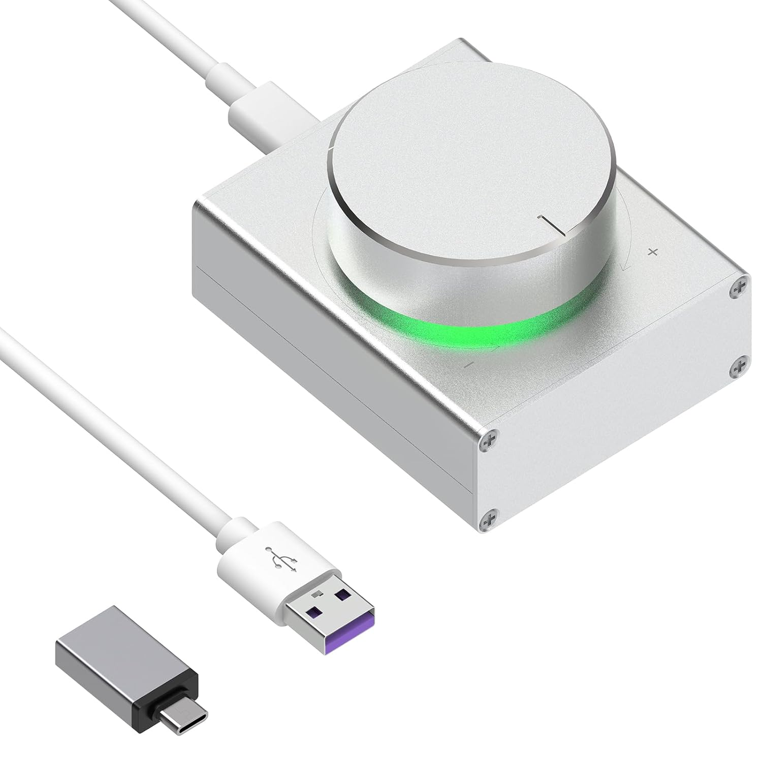 Geekria Volume Control Knob with Rotate Volume Adjustment & One Key Mute Function, Pc/Phone Remote Audio Control Adapter, Support Win 7, 8, 10, MAC, Android, USB or USB-C (Black)