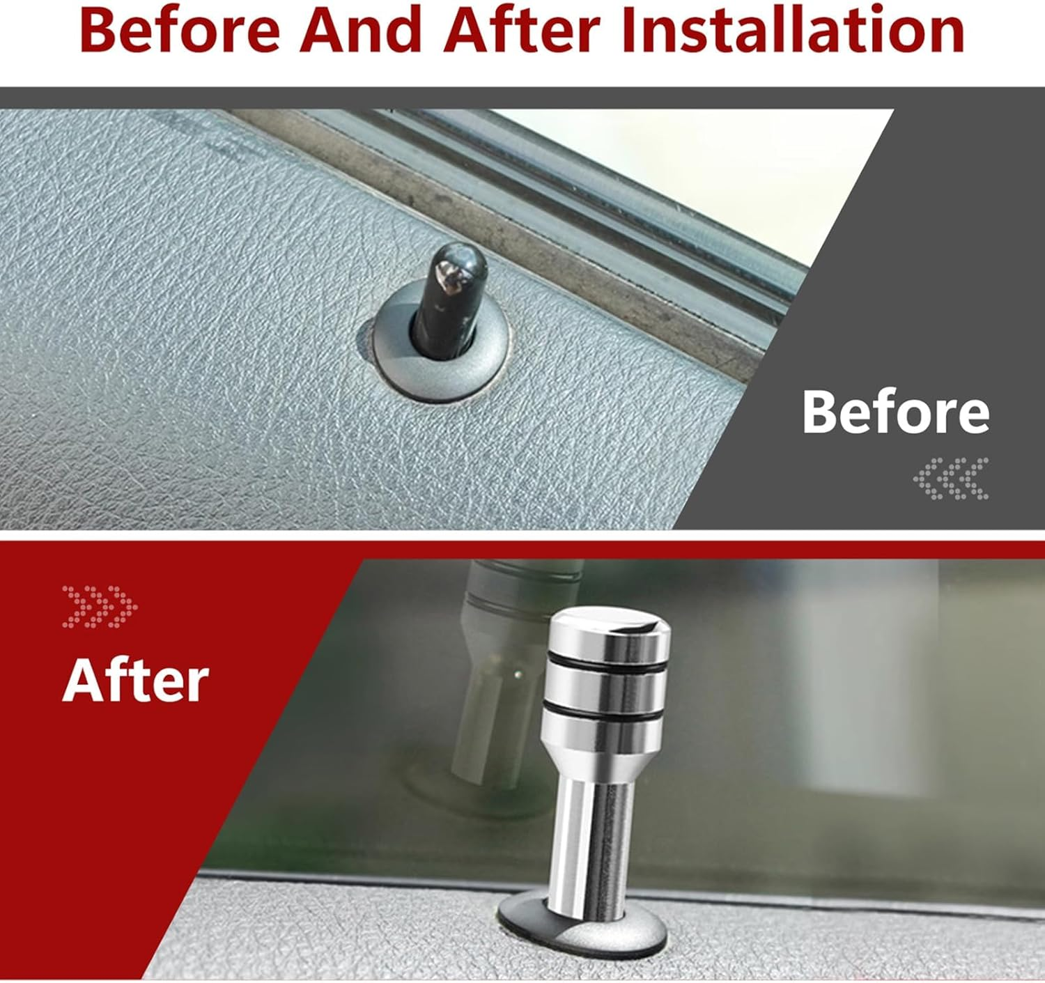 4 PCS 1.92" X 0.47" Car Door Lock Knobs, Aluminum Alloy Inner Door Lock Pull Pins, Automotive Inner Door Pull Pins Decor, Universal for Most Cars, Trucks, Suvs, Rvs (Silver) - Red image number 2