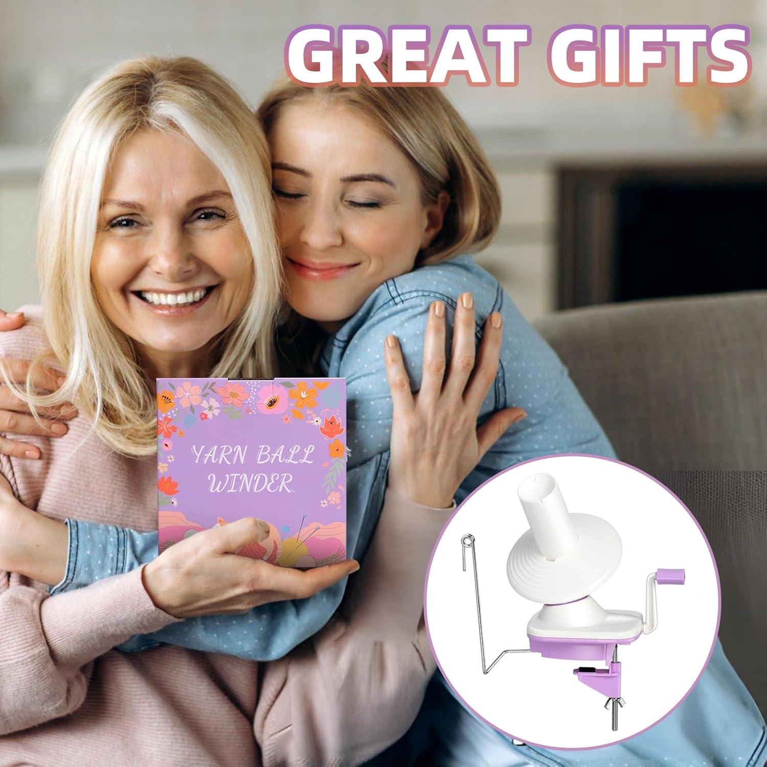 Yarn Ball Winder Hand Operated, Yarn Cake Wool Winder, Purple Yarn Ball Winder for Crocheting and Knitting, Wool Winder Holder Knitting Yarn Winder, the Helper for Knitting Enthusiast image number 3