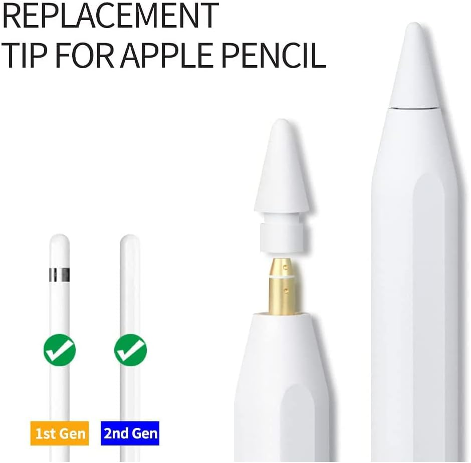 【5 Pack】 Tips for Apple Pencil Tips,Replacement Pen Nibs,Compatible with Apple Pencil 2Nd Gen& 1St Gen,High Sensitivity and Durable Pencil Tips for Ipad&Ipad Pro&Ipad Air Pencil, White image number 1