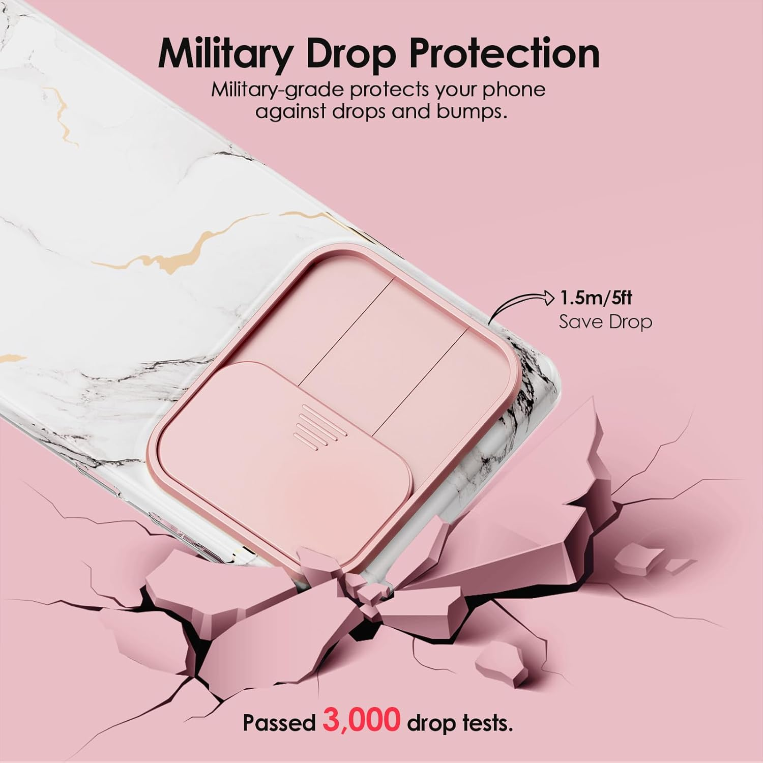 SHEDEER for Samsung Galaxy S25 Ultra Case, with Slide Camera Cover & Screen Protector, Chic Pattern, Shockproof 360 Degree Protective Slim Thin Phone Case Cover for Galaxy S25 Ultra, White - Beige image number 3