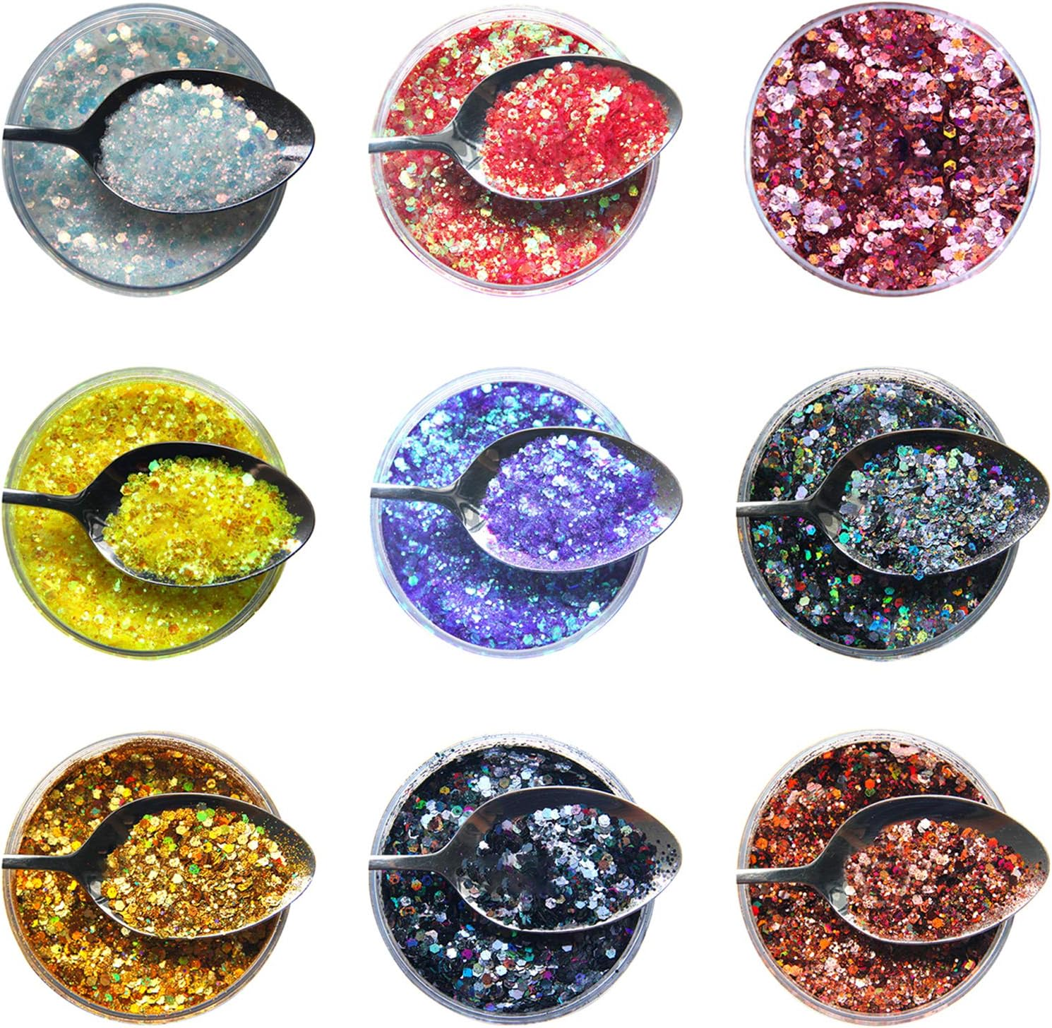 9 Pcs Nail Powder Accesoires Decorations Nail Polish Sticker Gradient Powder Tool Set