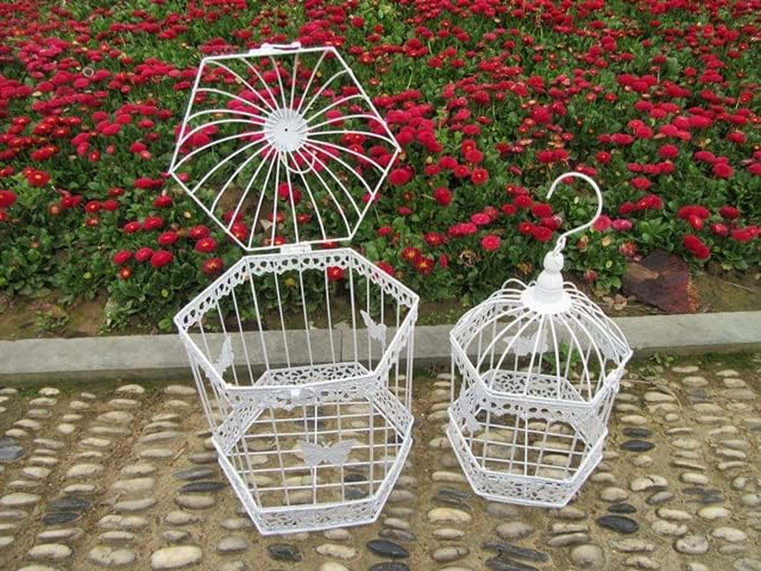 1Set 2In1 White Flying Butterfly Luxury Hanging Bird Cage image number 1