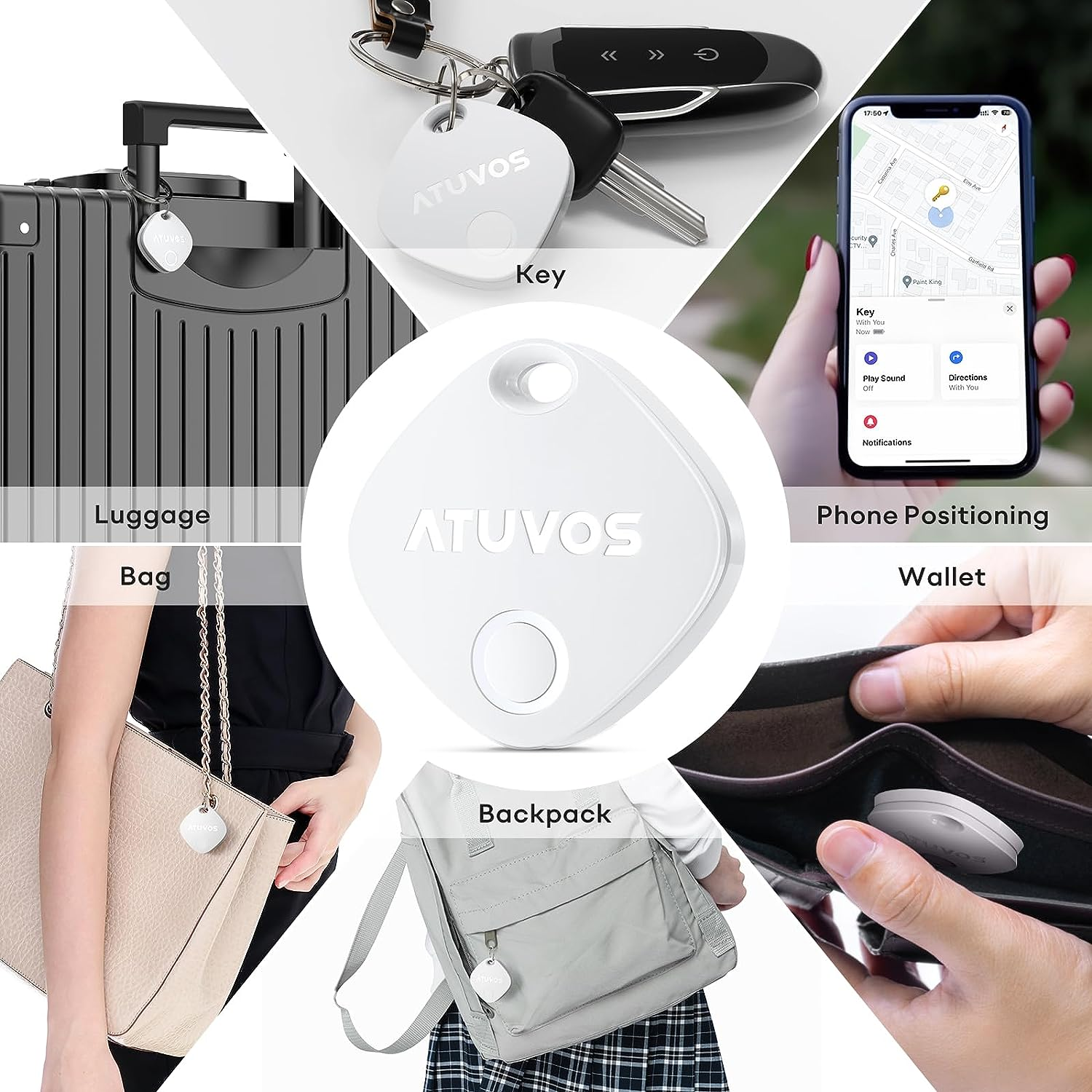 ATUVOS Air Tag Smart Tracker, Item Finder Compatible with Apple Find My (Ios Only), 60M Range, Replaceable Battery, Waterproof, Smart Tag Tracker for Keys, Luggages, Suitcases, Wallets, Bags image number 1