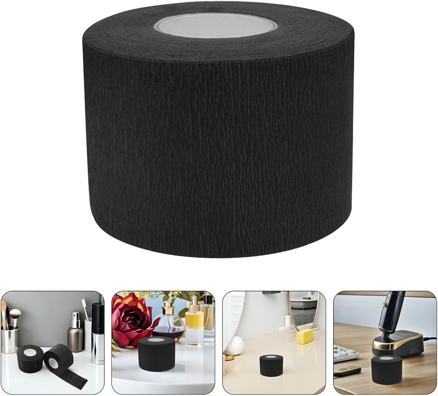 HAPINARY 8Pcs Black Disposable Barber Neck Strips Neck Tape for Hair Cutting Hairdresser Neckband Paper Wraps Salon Haircut Protection Spa Use image number 1