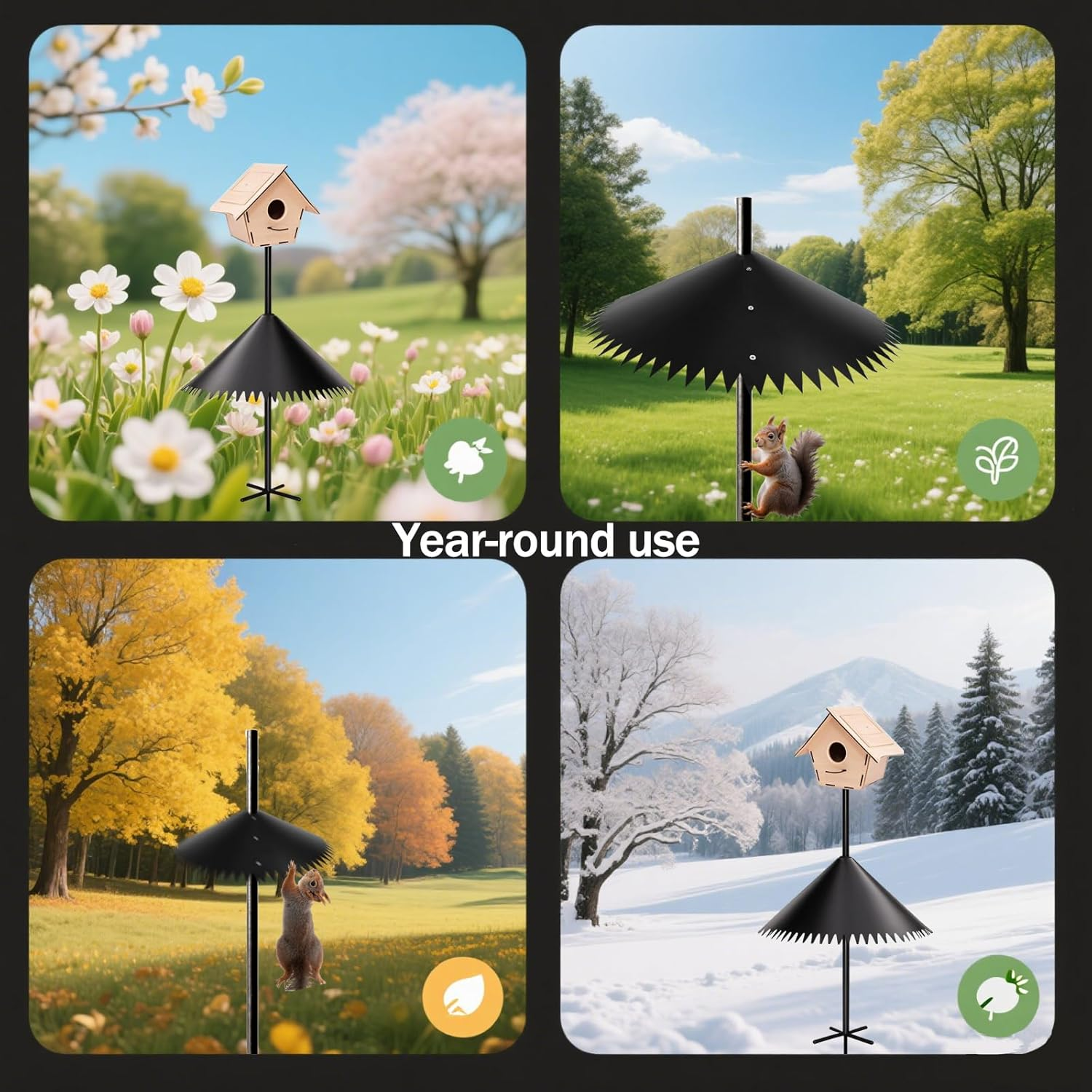 Lyreh Squirrel Baffle for Bird Feeder, 19 Inch Large Plastic Wrap around Squirrel Baffle Bird House Guards for Outdoor Protects Hanging Feeders and Poles (Black) image number 5