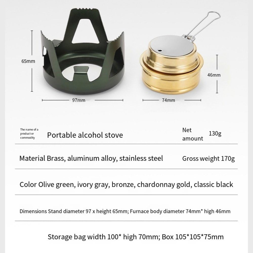 Outdoor Mini Alcohol Stove Kit, Ultra-Light and Portable Camping Stove, Gold image number 5