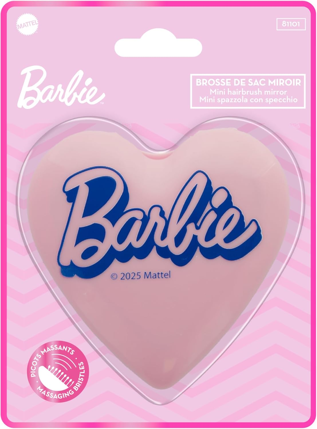 Barbie - Pocket Brush with Integrated Mirror - Take Away - Official Mattel Product