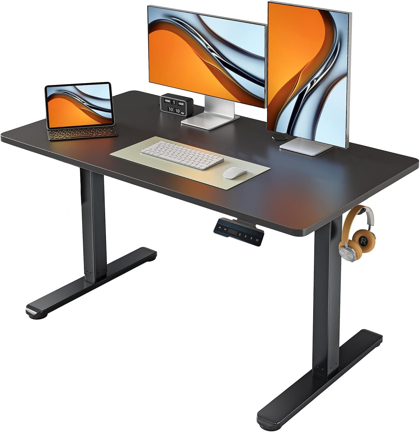 CKIKH Electric Standing Desk Adjustable Height Sit and Stand Desk Home Office Desk Ergonomic Workstation Computer Desk for Office Gaming Strong Capacity (White01, 120CM)