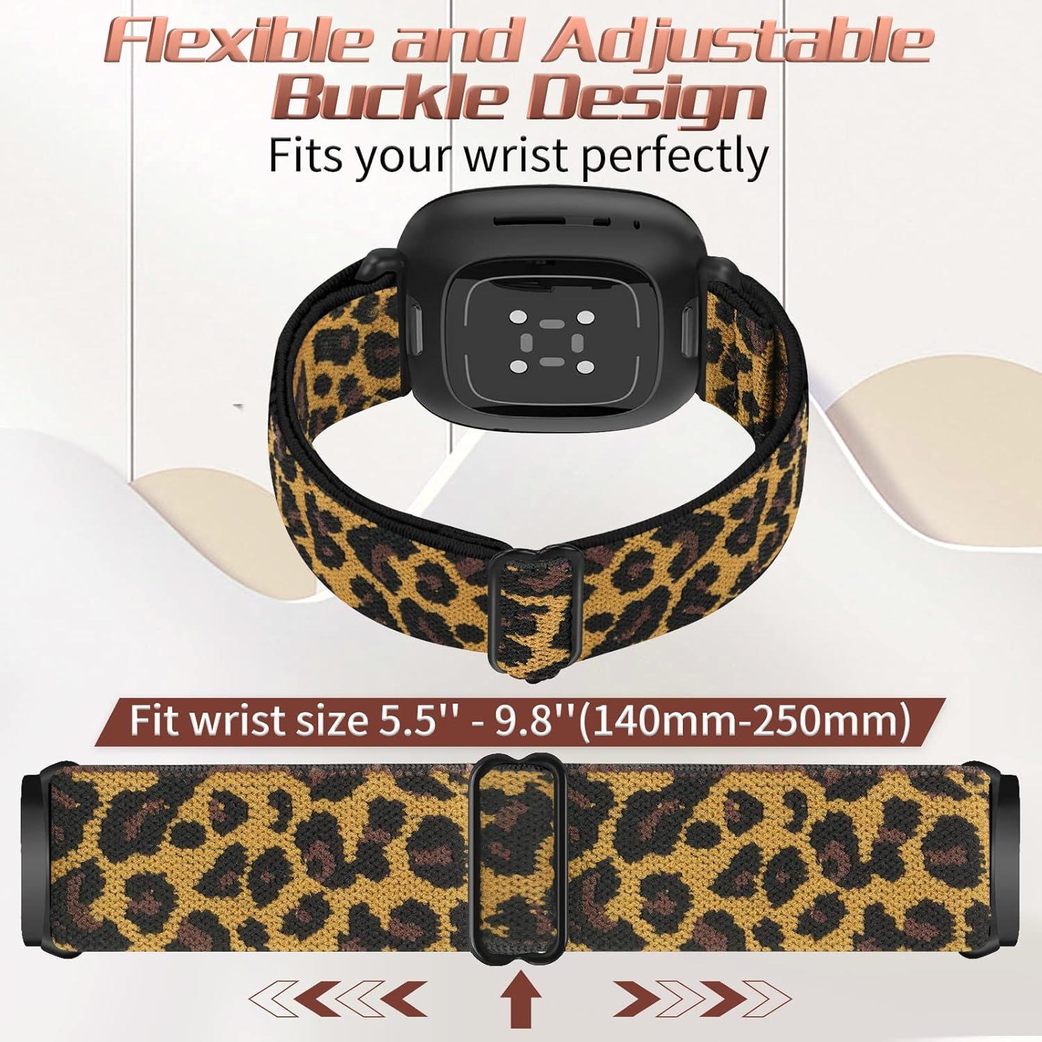 Compatible with Fitbit Versa 3/Fitbit Versa 4 /Fitbit Sense/Fitbit Sense 2 Bands for Women Men,Adjustable Stretchy Solo Loop Elastic Nylon Sport Strap for Versa 4/Versa 3/Sense 2/Sense