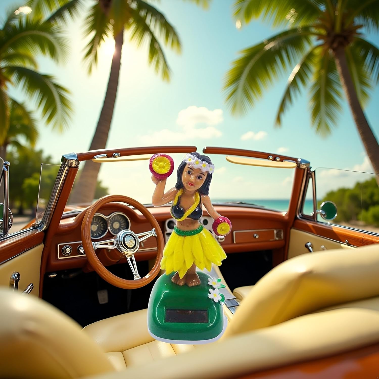Solar Powered Hula Girl Dancing Figures Decoration, Swinging Hawaiian Girl Doll Car Dashboard Ornaments for Car Interior Home Party Decor Learning Portable image number 2