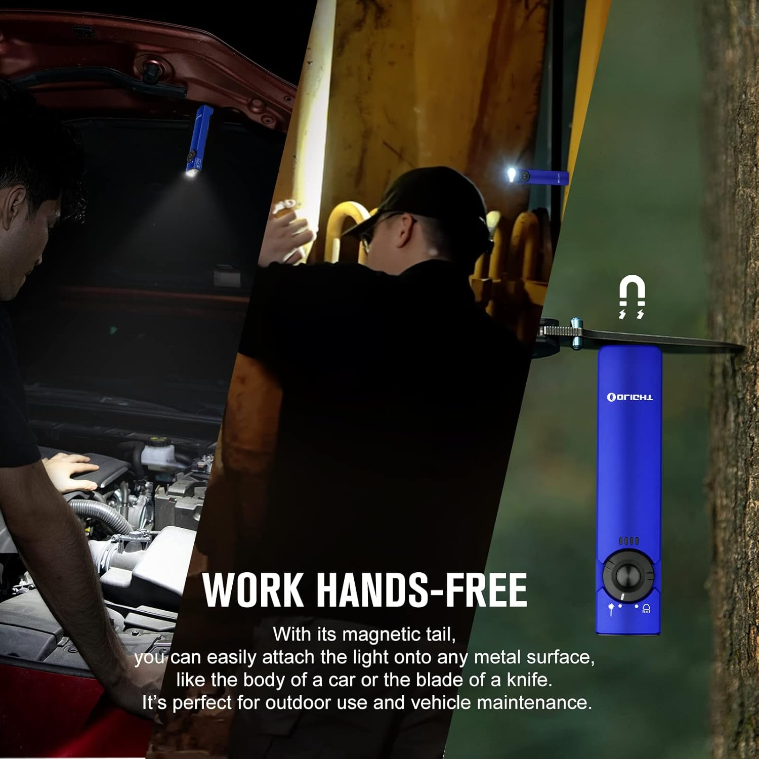 OLIGHT Arkfeld Max 1000 Lumens Rechargeable EDC Flashlight Dual Light Source with Green Beam for Pet, Presentation(Blue, Cool White Light: 5700~6700K) image number 2