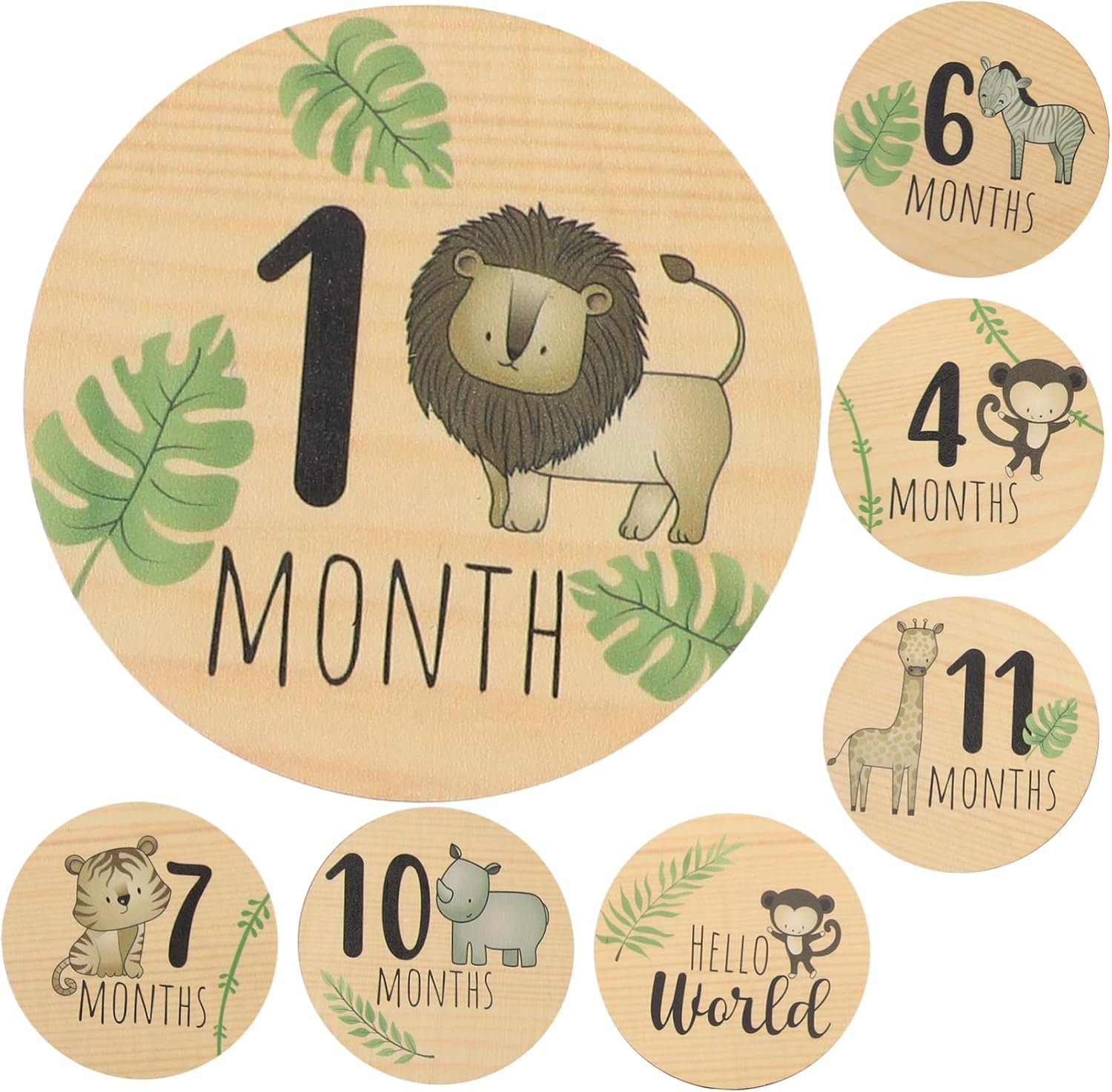 CLISPEED 7Pcs Milestone Cards Wooden Double Sided Photo Props Newborn Announcement Signs for Months Name Milestone Cards Welcome Plaque for Parents image number 6