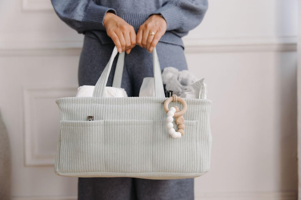 Diaper Caddy, Diaper Organizer or Storage, Portable Nursery Storage and Car Organizer, a Baby Gift Registry, Baby Shower Essentials & Caddy Organizer (Mint Green) image number 3