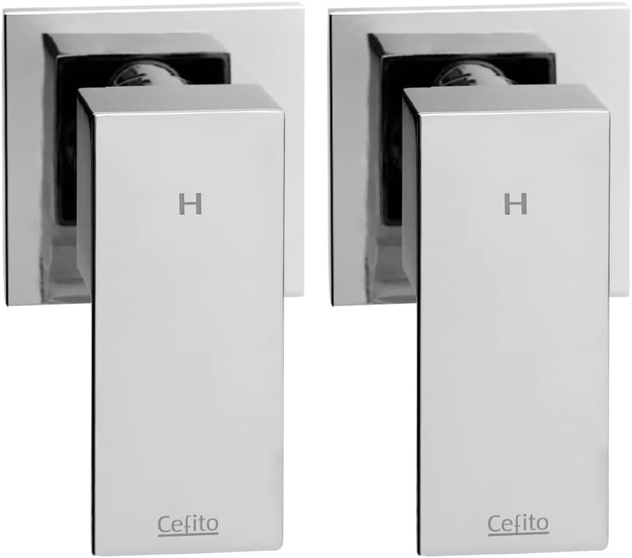 Cefito Shower Tap, 6 X 7 X 8.5Cm Mixer Showers Faucet Head Showerhead Tap Bath Accessories Bathroom Toilet Set Kitchen Fixtures Wall, for Hot and Cold Solid Brass Body Silver