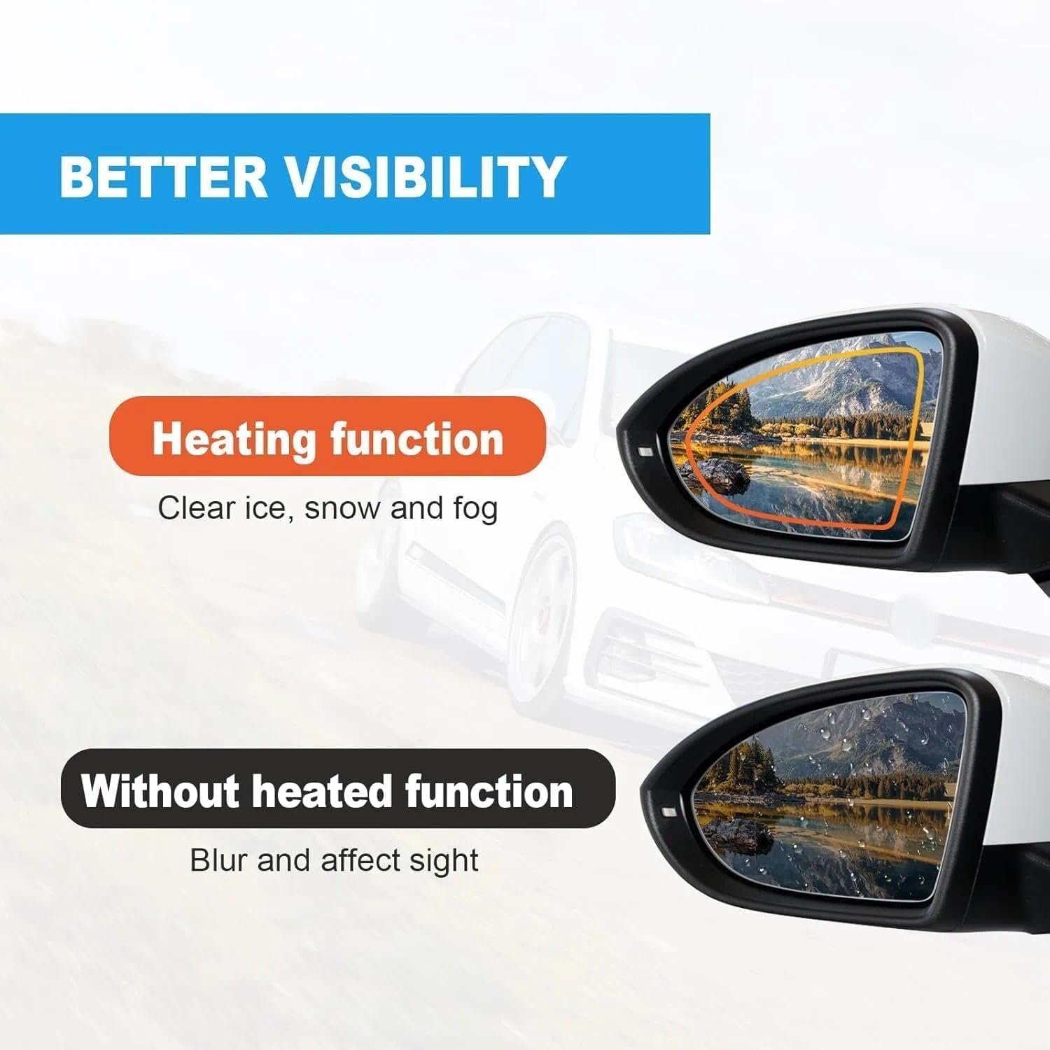 Left Heated Side Mirror Glass, Compatible with Volkswagen Golf, GTI, Jetta, R, and More, Heated Function for Clear Vision, Easy Installation image number 5