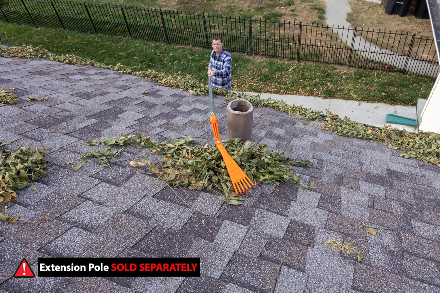 EZ Smart Mini Rake, Great for Removing Leaves and Branches from Roofs, Gutters and Other Out-Of-Reach Areas Where Debris Accumulates.